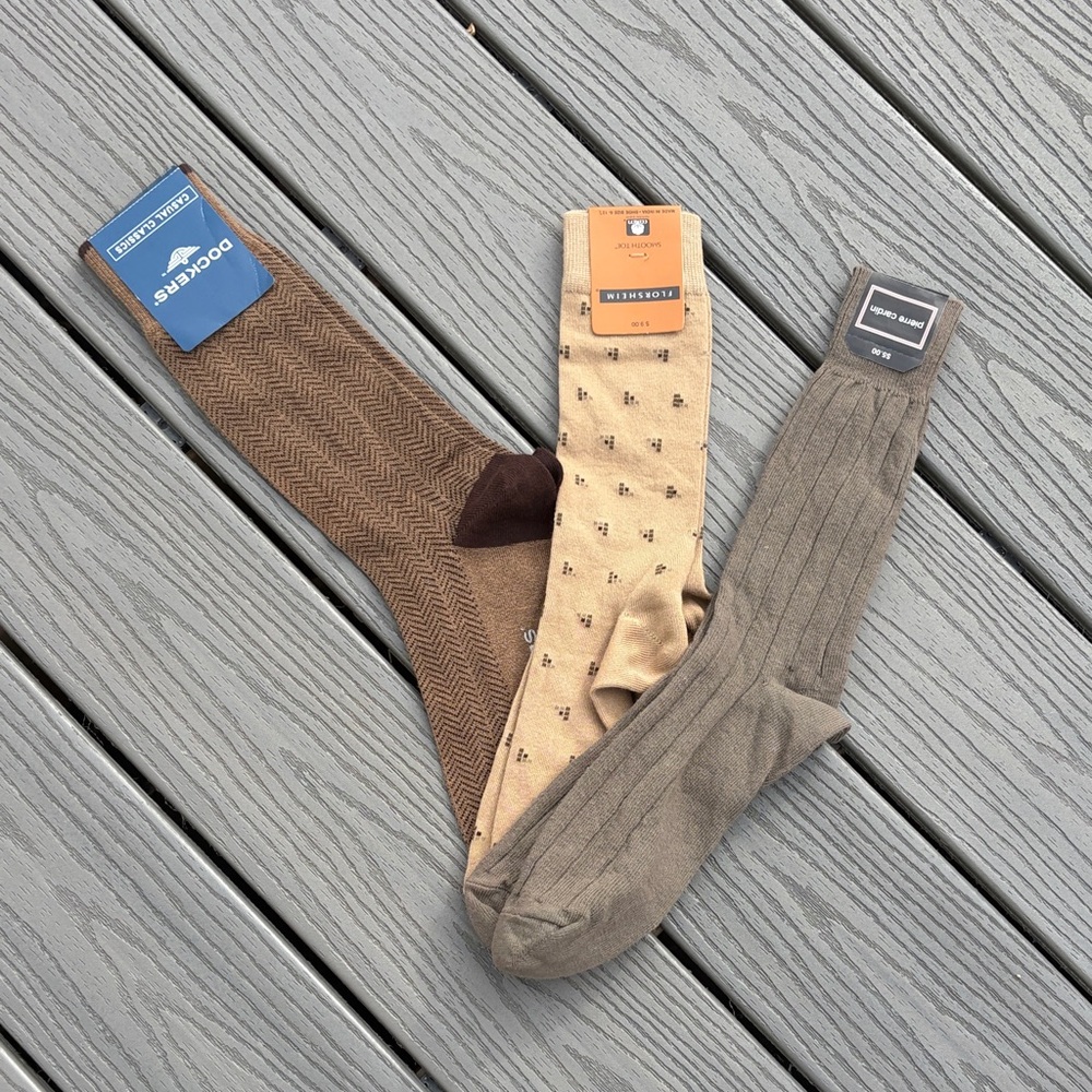 Three Pairs of Brown Men’s Dress Socks